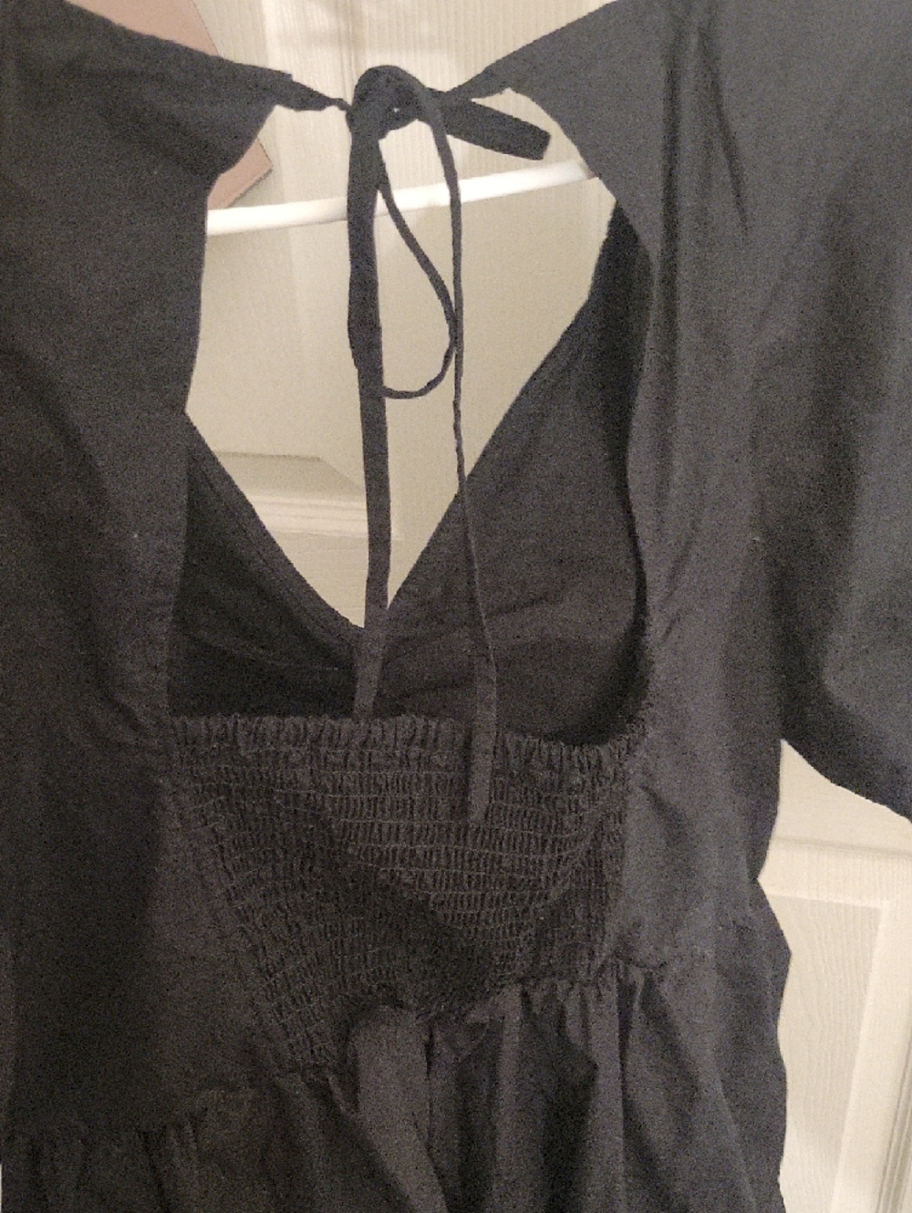 Time and Tru Black Puff-Sleeve Mini Dress with Tie Back - Picture 4 of 6